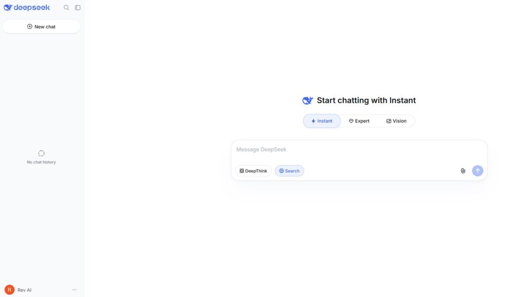 واجهة الدردشة في DeepSeek 
